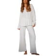 thumbnail image 2 of Biekopu Women Two-piece Pants Suit, Solid Color Long Sleeve Blouse and Straight Fit Trousers, 2 of 9