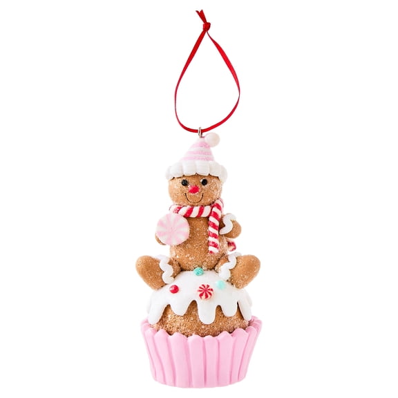 Multicolor Pastel Clay Dough Gingerbread Man Cupcake Christmas Ornament, 4.5", by Holiday Time
