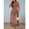 thumbnail image 4 of Women'S Summer 2025 Sleeveless Maxi Dress One Shoulder Casual Slim Swing Pleated Formal Dresses with Pockets Coffee Color XL, 4 of 8