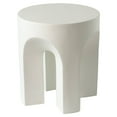 thumbnail image 2 of LeisureMod Round Side Table in Fiberstone with Arched Base Design Compact Weather-Resistant for Modern Home, Living Room, Bedroom, Patio Crus Collection in White, 2 of 14