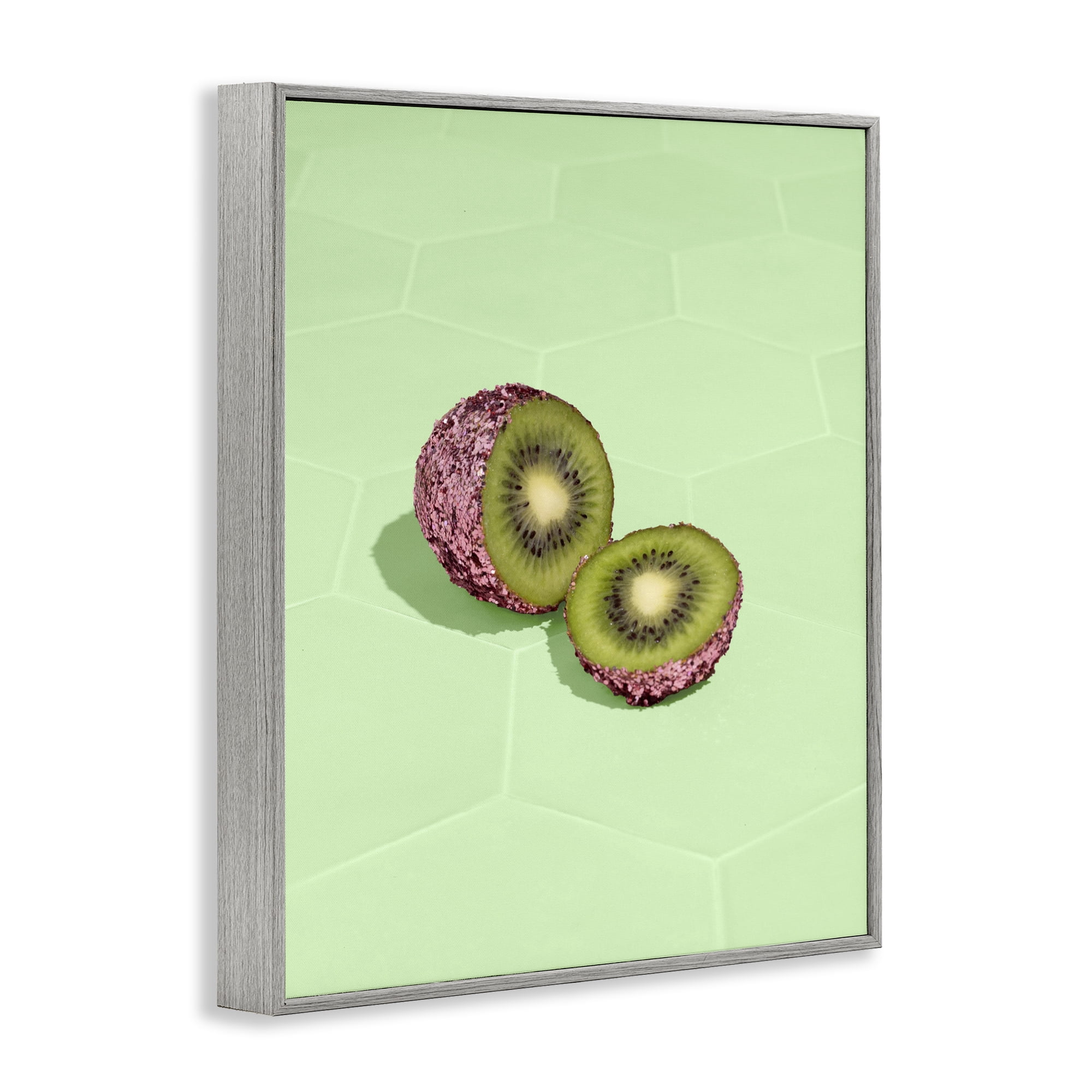 Stupell Industries Green Glimmer Kiwi Gray Framed Giclee Art, design by LISH Creative