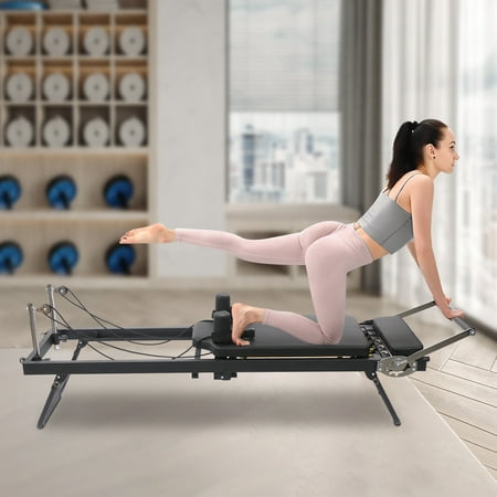Modern Foldable Pilates Board, Pilates Reformer Set Max 264.55lbs Weight Capacity Pilates Performer Machine with Padded Jump Adjustable Training Intensity Workout Machine for Practicing Pilates
