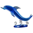 thumbnail image 2 of Healifty Blue Crystal Glass Dolphin Figurine Animal Sculpture Statue Paperweight Sea Ornament Home Tabletop Decorative Showpiece Centerpiece, 2 of 6