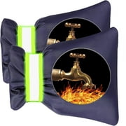 Outdoor Faucet Cover for Winter - Pro 7.1''W x 9.8''H Water Socks Freeze Protection Pipe Insulation Reusable Waterproof Insulated Spigot backflow Cover, Black (2)