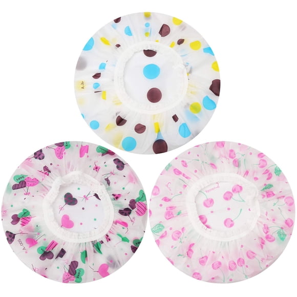 Gorros de Ducha 3 Piezas Gorros de Baño Impermeables Gorros de Ducha Reutilizables de Plástico Gorro de Baño con Banda Elástica para Mujeres Salón de Spa