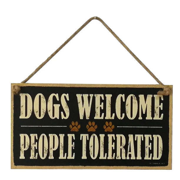 Perros Bienvenidos Personas Toleradas Letrero de Madera Placa Decorativa de Granja Tablero de Muestra Colgante