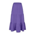 thumbnail image 5 of vigerkar Women's Cotton Skirts Tiered A Line Long Skirts Maxi Elastic High Waist Summer Trendy Flowy Boho Drawstring Skirt Dark Purple, L, 5 of 6