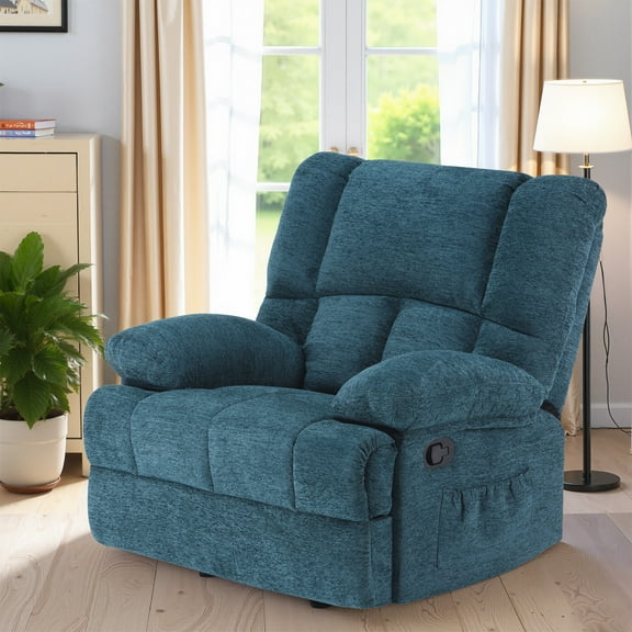 MAYEERTY Blackish Green Oversized Rocking Recliner Sofa for Adults, Chenille, Ergonomic for Living Room