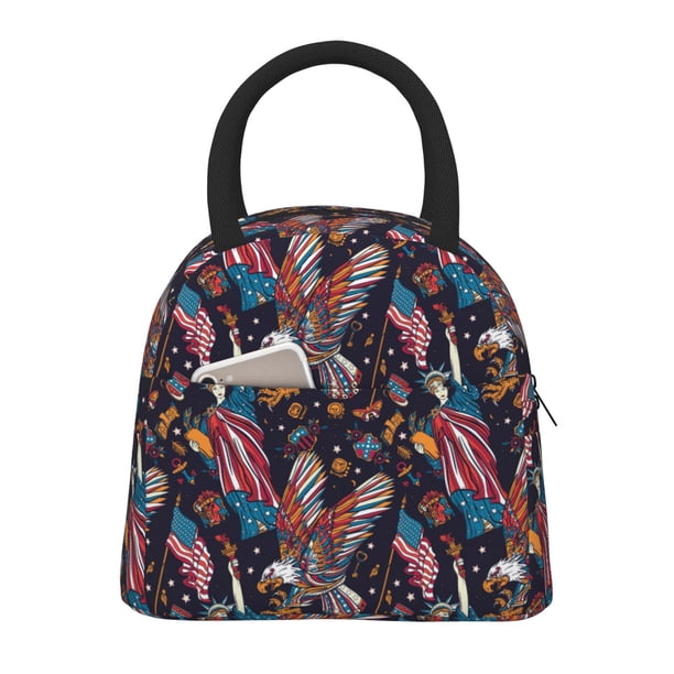 Fotbe United States Of America Bolsa de Almuerzo con Estampado, Lonchera Aislada, Contenedor de Comida Reutilizable Tipo Cooler a Prueba de Fugas