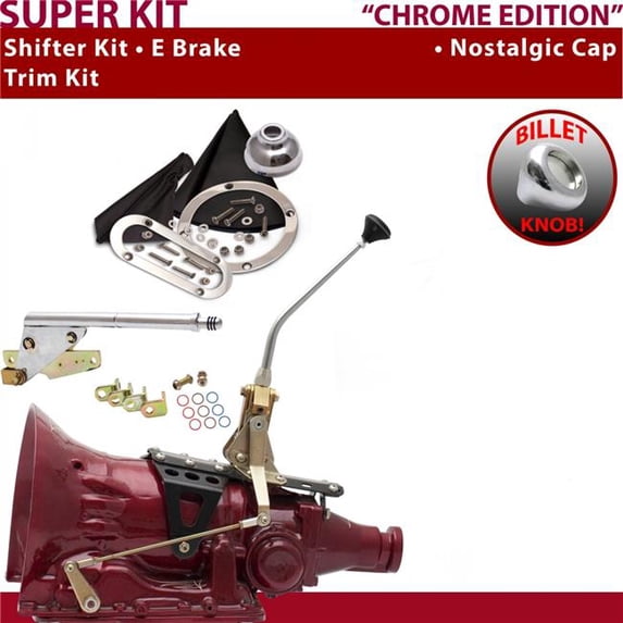 American Shifter AOD Shifter Kit Chrome 10 in. E Brake Trim Kit for EEF8A