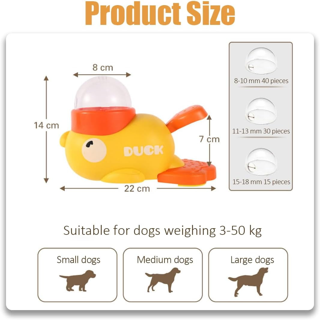2-in-1 Dog Interactive Treat Dispenser Toy - Durable Food Puzzle Slow Feeder, Duck Shape Enrichment Toys with Button, Mentally Stimulating Toys for Dogs/Cats/Pets