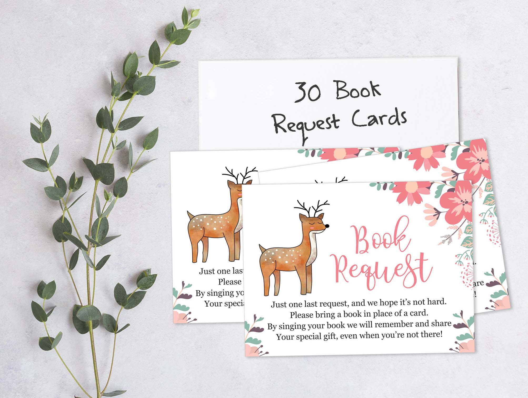 Inkdotpot 30AnimalsBaby Shower Book Request Cards-Bring A Book Instead Of A Card-Baby Shower Invitations Inserts Games