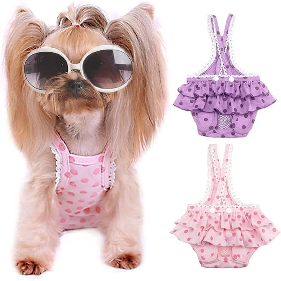 Washable Female Diapers with Suspender Comfort Reusable Doggy Diapers Reusable Puppy Sanitary Panties Dog Underwear Diaper for Small Girl Dogs in Period Heat