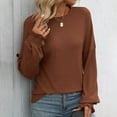 thumbnail image 2 of BLVB Women's Knitted Tops Trendy Ribbed Crewneck Ruffle Long Sleeve Shirts Casual Fall Going out Blouse, 2 of 7