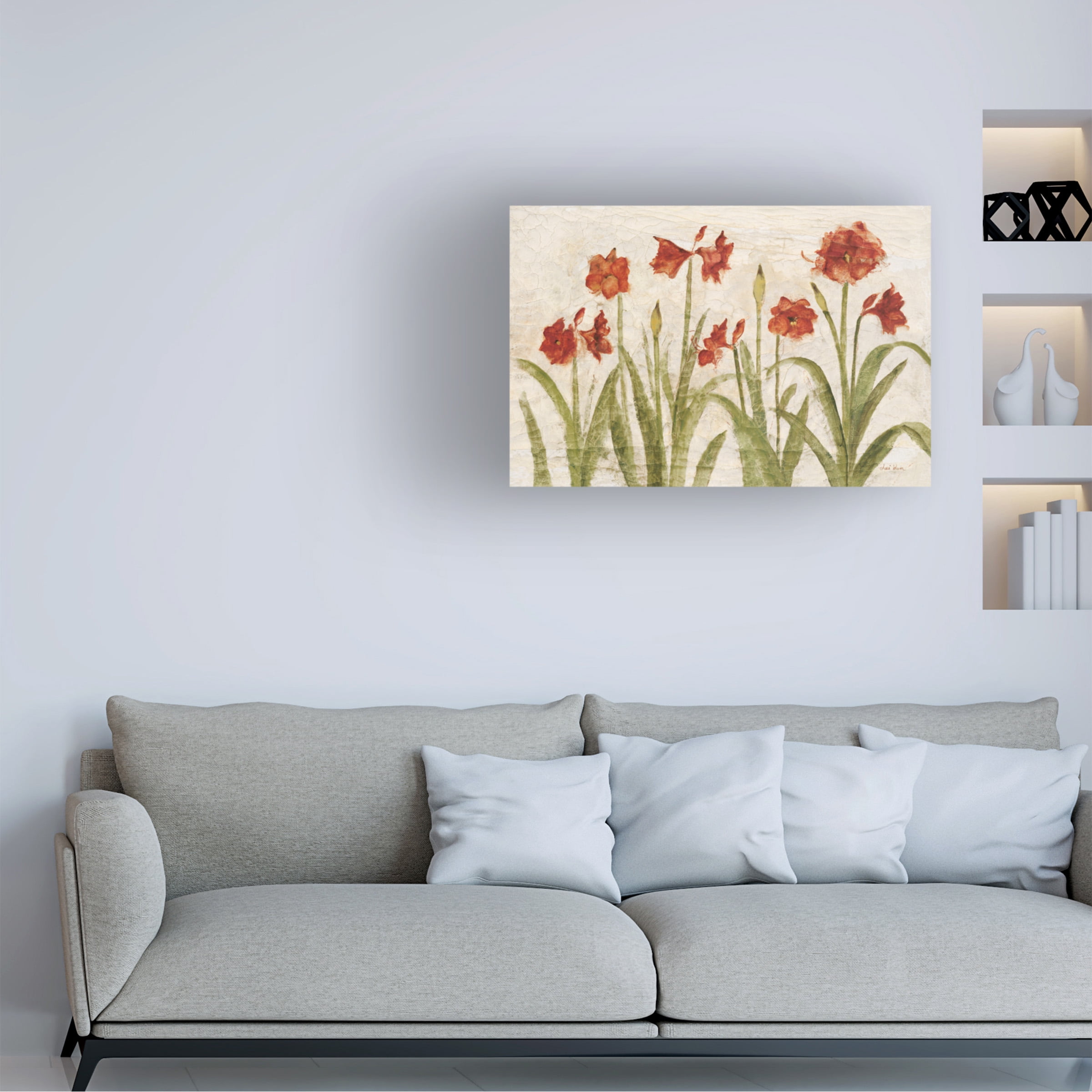 Cheri Blum 'Row of Red Amaryllis Light' Canvas Art