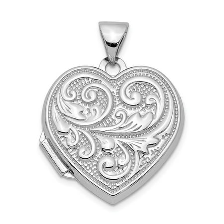 Scroll Heart - Mireval Sterling Silver Anti-Tarnish Treated Heart with Scrolls Locket (approximately 18 x 18 mm)
