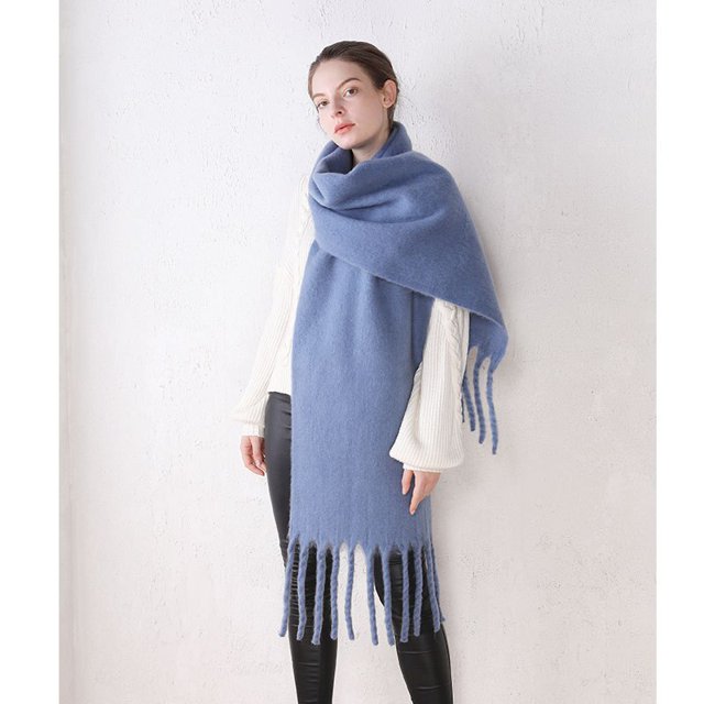 Bufanda de Mohair gruesa y cálida para mujer, chal de imitación de Cachemira, barba gruesa, Color sólido, otoño e invierno, novedad Fivean unisex