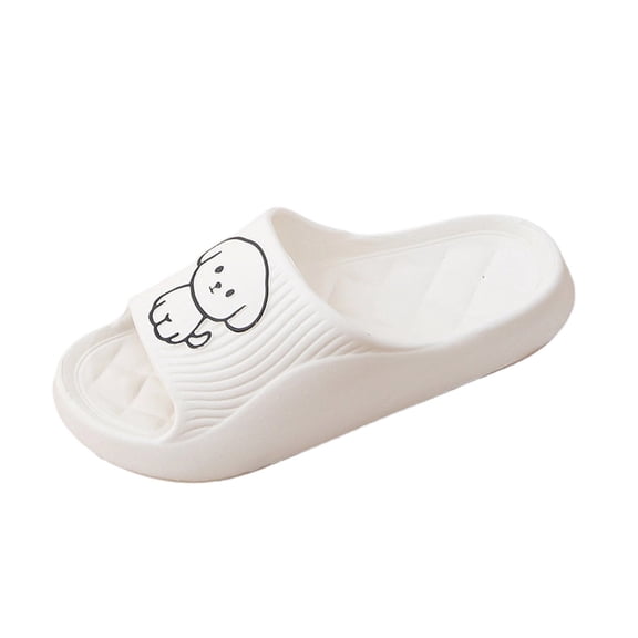 White Womens EVA Slide Sandals Cute Puppy Design Comfort Platform Quilted Footbed Waterproof Slides for Pool Beach Shower Indoor Outdoor,Size 4.5-6