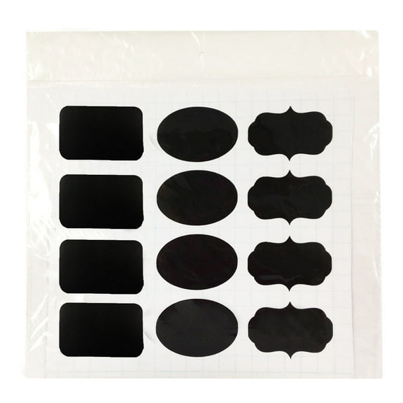 Wrapables® Set of 36 Chalkboard Labels / Chalkboard Stickers for Organizing, Labeling, Gift Tags, Drink / Wine Markers, and Weddings - 3.5" x 2.5" Oval, Rectangle, and Fancy Frame
