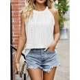 thumbnail image 3 of Luxtrada Tank Top for Women Loose Fit High Neck Sleeveless Halter Tops Casual Pleated Eyelet Summer Flowy Cami Shirts Blouse (White,2XL), 3 of 7
