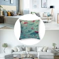 thumbnail image 5 of Whale Fluffy Throw Pillow Cushion Cover, Happy Cheerful Whales Pattern in Soft Pastel Tone Effects Love Nature Image, Decorative Square Accent Pillow Case,  Mint Peach Pink, 5 of 7