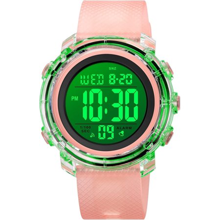 SKMEI Men Digital Sports Watch Ultra-Thin Large Face Waterproof Wrist Watches for Men with Stopwatch Countdown Timer Alarm Function Dual Time LED Back Light