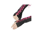 thumbnail image 4 of INSPIRE CHIC Women's Satin Lace Up Fingerless Gloves Solid Color Punk Arm Warmers One Size Black and Pink Ribbon, 4 of 6