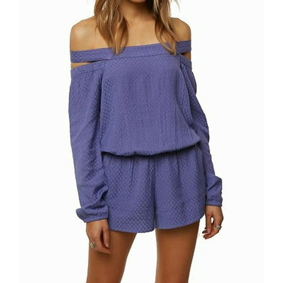 Oneill Juniors Ellsworth Textured Off The Shoulder Romper Baja Blue XS