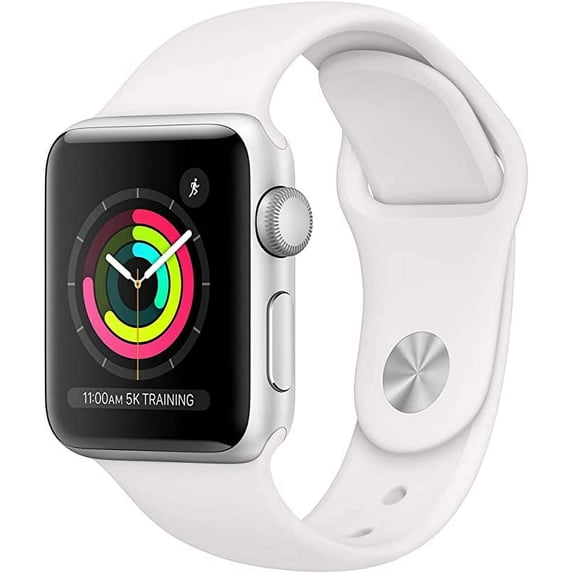 Pre-Owned Apple Watch Series 3 38MM Silver - Aluminum Case - GPS + Cellular - White Sport Band (Good)