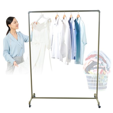 YIYIBYUS 47 x 63" Garment Rack , Gold Industrial Pipe Clothing Rack with Wheels for Hanging Clothes Retail Display