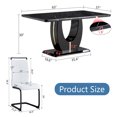 thumbnail image 2 of 63" Modern Black Rectangle Faux Marble Dining Table Room Sets for 6,Dining Table with 6 PU Leather Dining Chairs,Black Table and 6 White C-shaped Chairs with Black Leg, 2 of 8