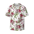 thumbnail image 4 of Uemuo Lilies Flowers Pattern Cotton Linen Short Sleeve Shirts,Casual Lightweight Button Down Shirts,Vacation Beach Summer Tops-Medium, 4 of 7