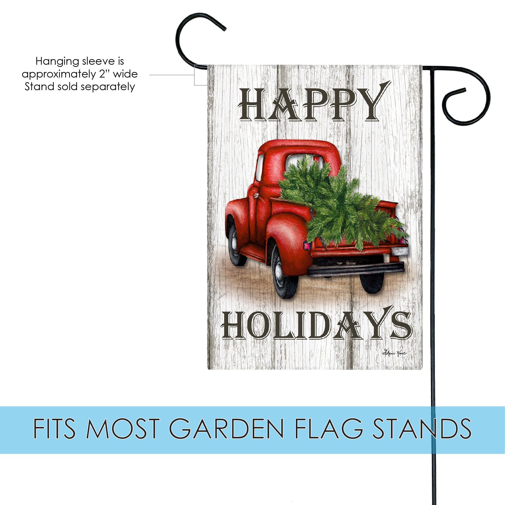 Toland Home Garden Red Truck Holidays Winter Christmas Flag Double Sided 12x18 Inch - image 3 of 5