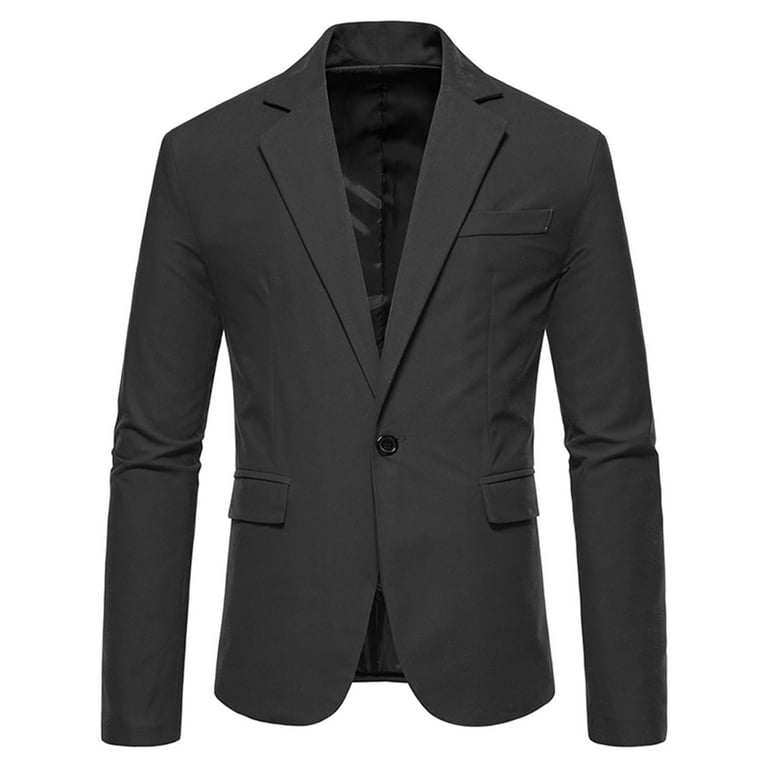 QIPOPIQ Clearance Men's Suits Slim Fit Solid One Button Turn-down Mens  Formal Blazer Suit Jacket 