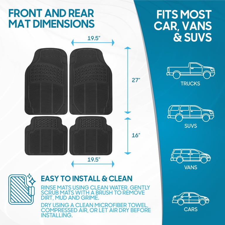 BDK Heavy-Duty Rubber Floor Mats, 4-Piece All Weather photo 7