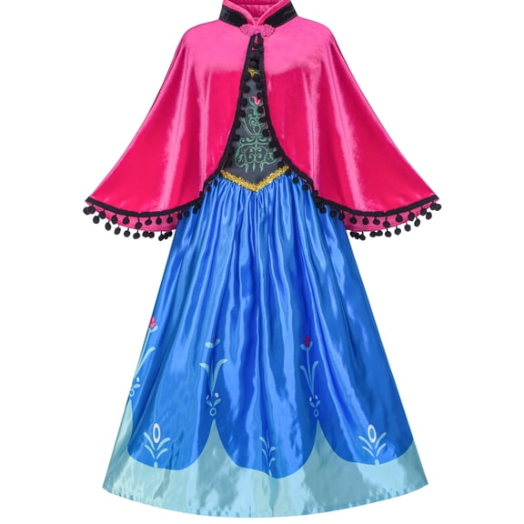 Princess Dress Anna Costume Dress Up Cosplay Cloak Snowflake 6