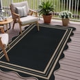 thumbnail image 3 of 3'x5' Washable Jute Kitchen Rug – Black Farmhouse Scalloped Entryway Rug, Non Slip Indoor/Outdoor Mat for Kitchen, Bathroom, Porch, 3 of 7
