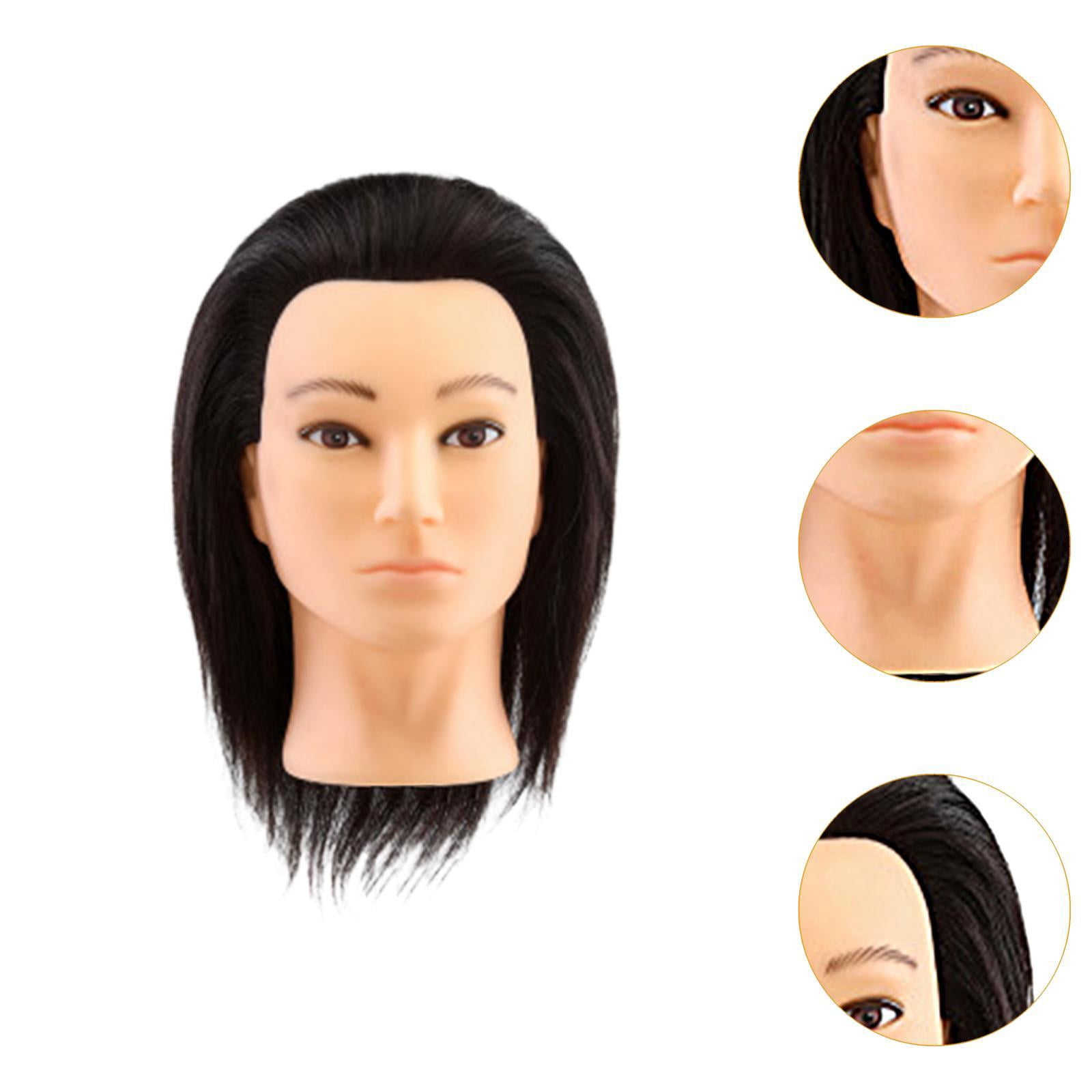 Bothyi Hair Mannequin Head Portable Doll Head for Braiding Hairdresser Hair Styling C Type Black