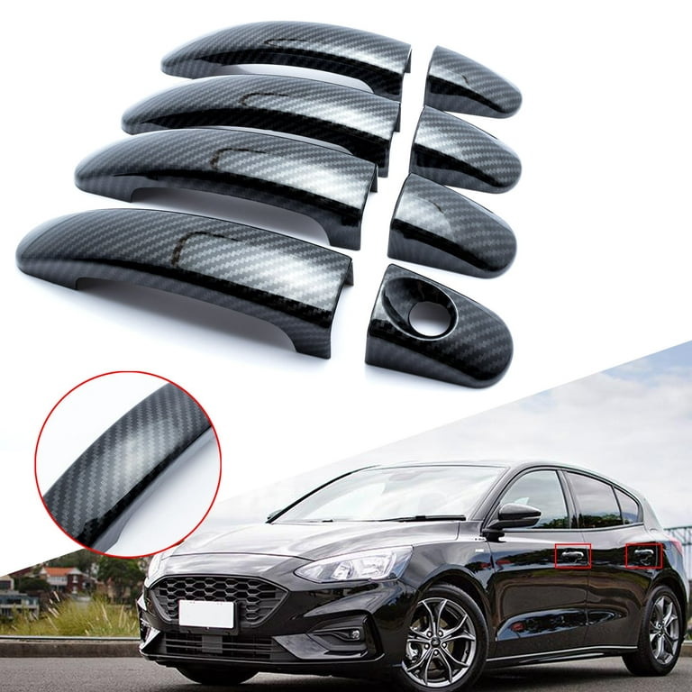 New Carbon Fiber Look Car Door Handle Protector Cover Trim for