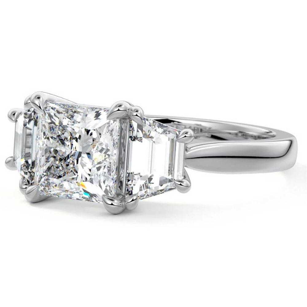 Bow Jewel 2.2 Ct Princess Cut Lab Created Diamond Jewelry - 14K White Gold Plated Ring - 3 Stone Wedding Engagement Ring - Forever Diamond Ring for Women - Proposal Gift for Her