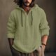 thumbnail image 2 of Autumn And Winter Men's Solid Long Sleeve Cotton Hemp Sweater Casual Hooded Sweater 3XL, 2 of 5