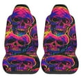 thumbnail image 2 of XMXT 2Pcs Car Seat Cover Decor Protector, Neon Color Skull Bucket Auto Front Seats Covers Fits for Cars SUVs Trucks, Universal Fit, 2 of 9
