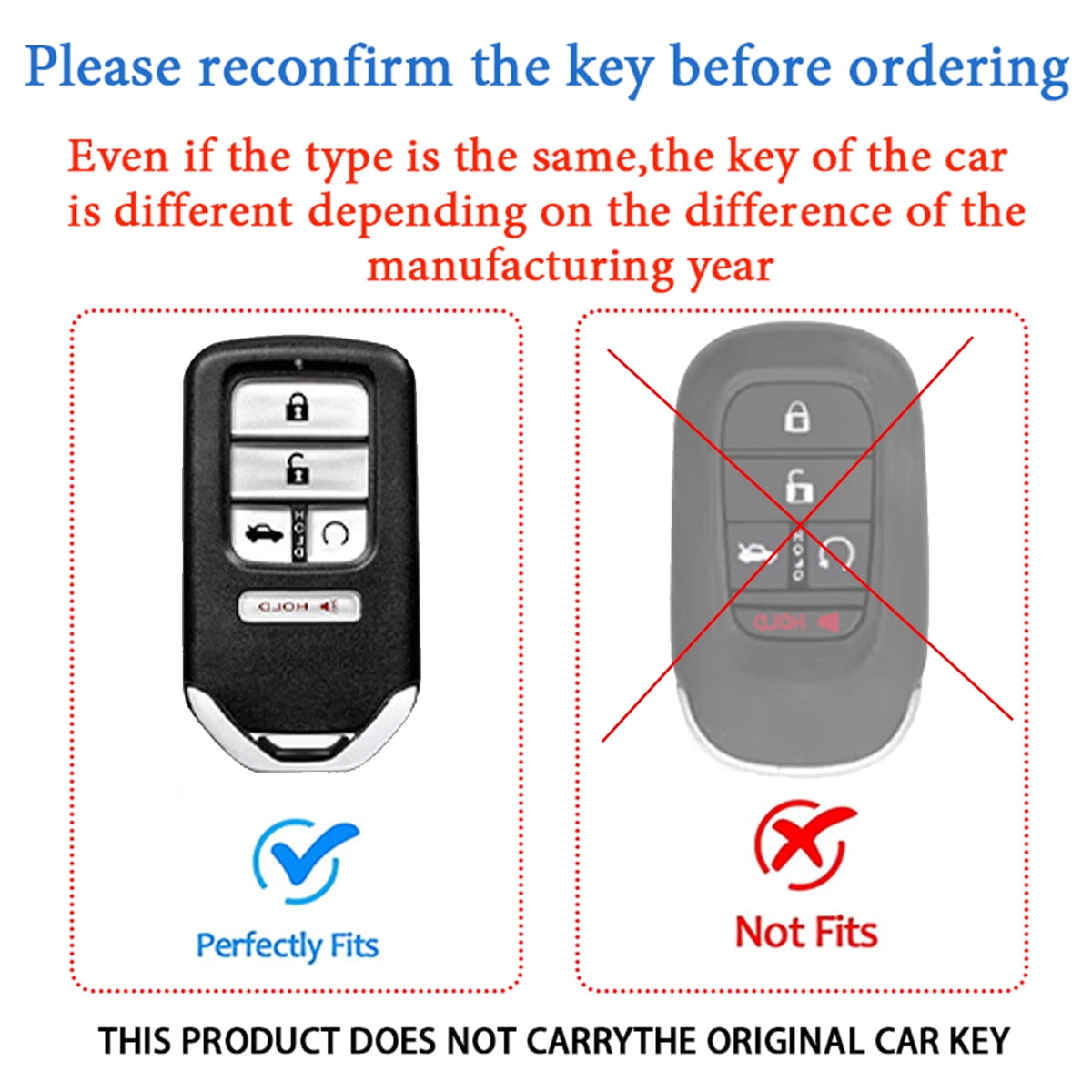 For Honda Key Fob Cover Leather Car 2016-2022 Accord Civic CRV Pilot Ridgeline Passport Key Case