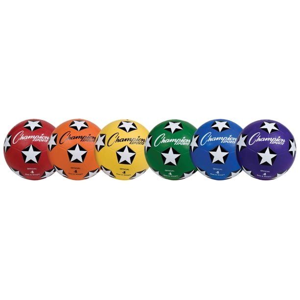 Set de 6 Balones de Fútbol de Goma Talla 4 Champion Sports en Colores Surtidos