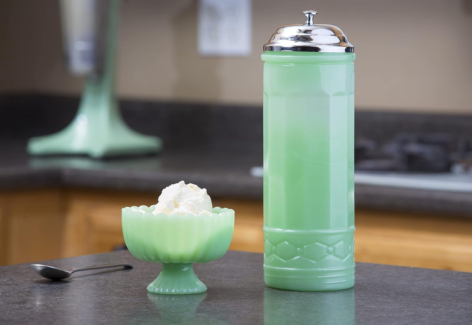 TableCraft HJ453 Jadeite Green Sundae Dish - 4.5" X 4.5" X 3.25", 8 Oz, Vintage Style, Dishwasher Safe