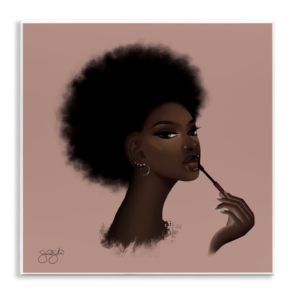 Stupell Industries Modern Glam Girl with Lip Gloss Wall Plaque Art, 12 x 12, by Sierra Siler