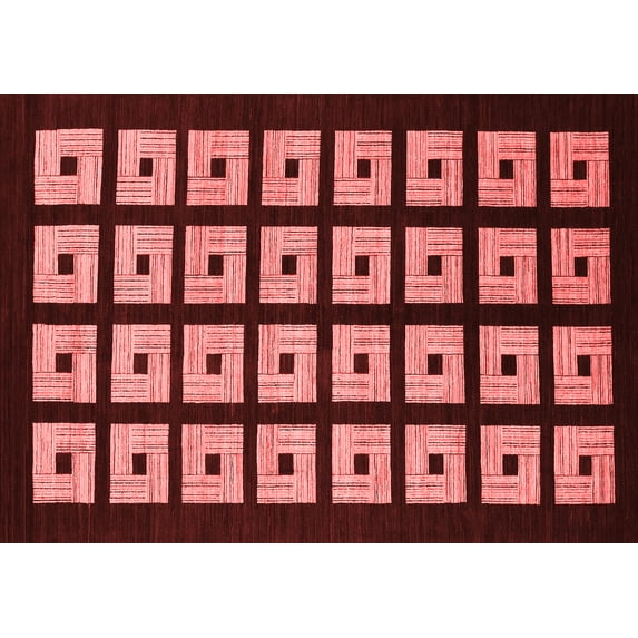 Ahgly Company Machine Washable Indoor Rectangle Abstract Red Modern Area Rugs, 2' x 4'