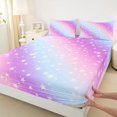thumbnail image 4 of Manfei Sparkling Stars Print King Sheets,Rainbow Gradient Bedding,Purple Blue,4pcs,1 Flat Sheet,1 Fitted Sheet and 2 Pillowcases, 4 of 6