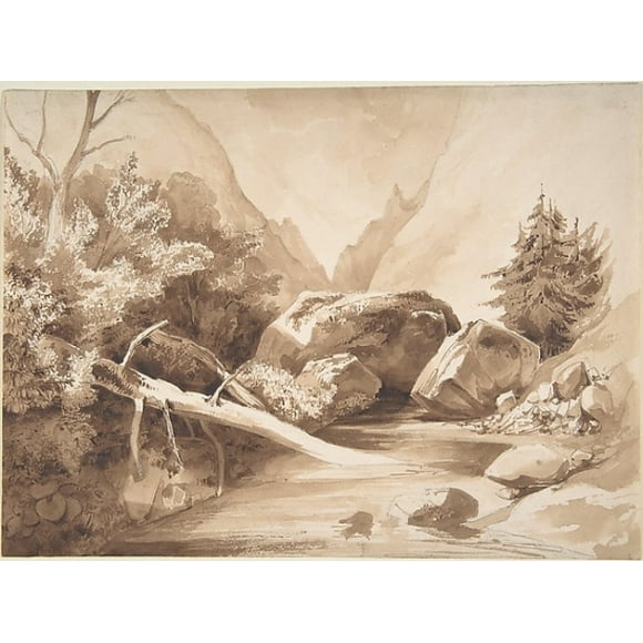Mountainous Landscape with a Brook Poster Print by Franz Kobell (German, Mannheim 1749  �1822 Munich) (18 x 24)
