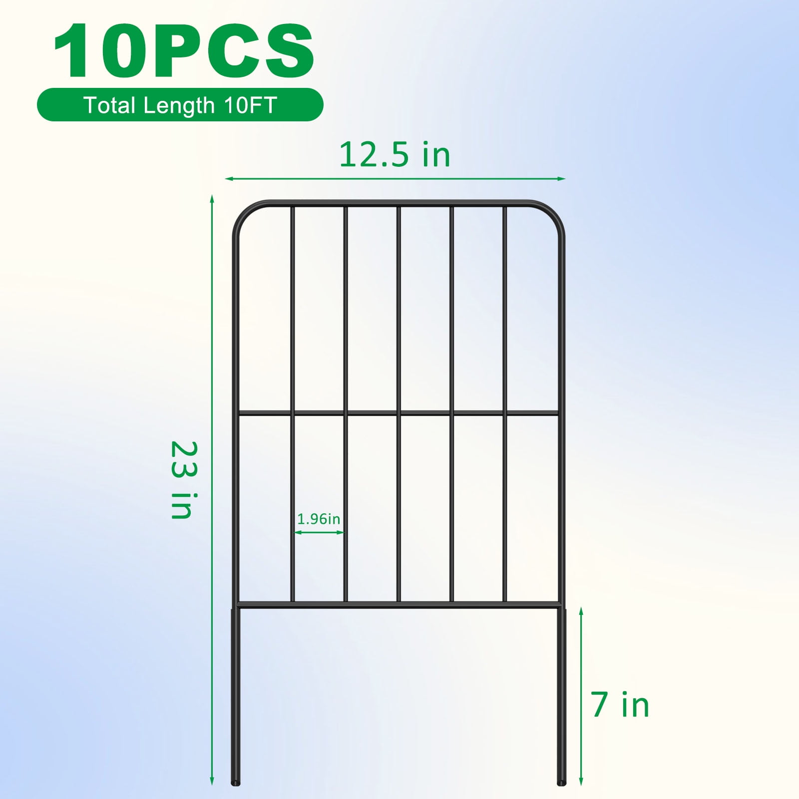23-inch black fence Decorative Garden Fence 10 pack